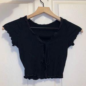 Simple black front tie tee